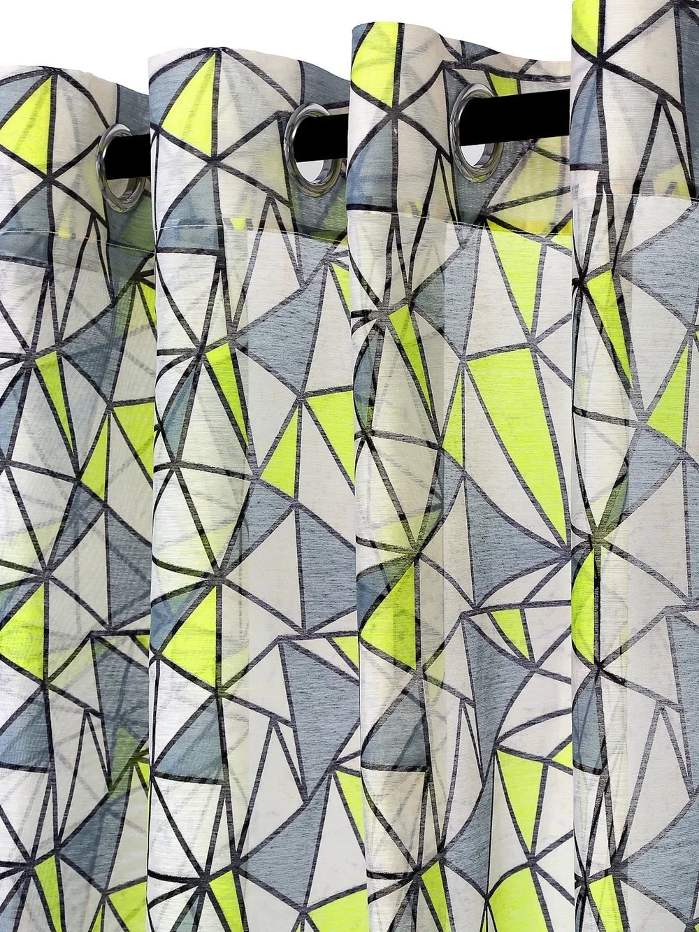 Cortina Geometric Yellow & Grey Sheer Window Net Curtain Pack Of 2