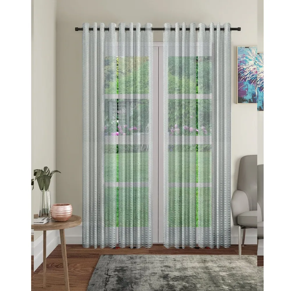 Cortina Grey Designer Sheer Door Net Curtain Regular (Size: 7FT X 4FT)