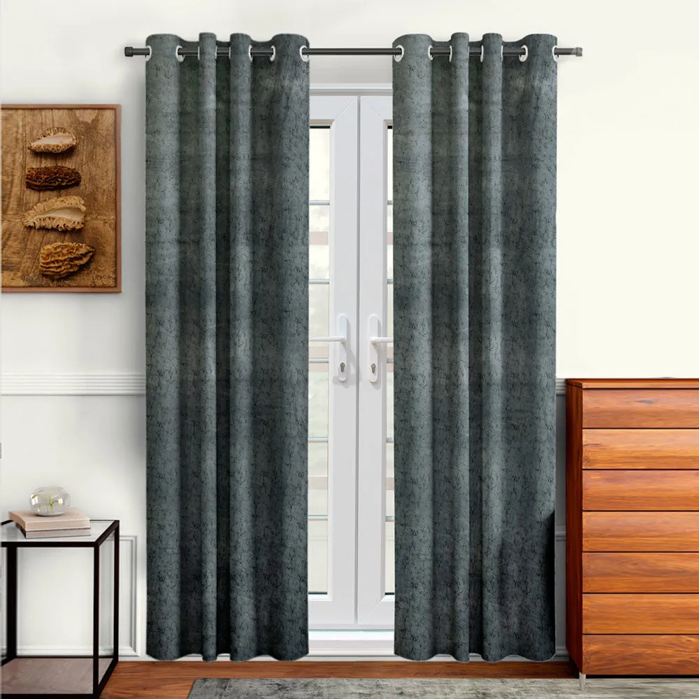 Cortina Luscious Grey Velvet Soft Eyelet Curtain Window