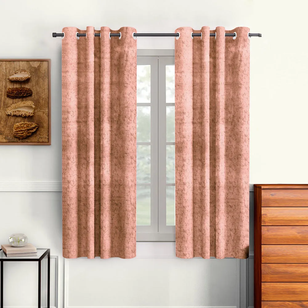 Cortina Luscious Light Grey Velvet Soft Eyelet Curtain-Set of 2 Window