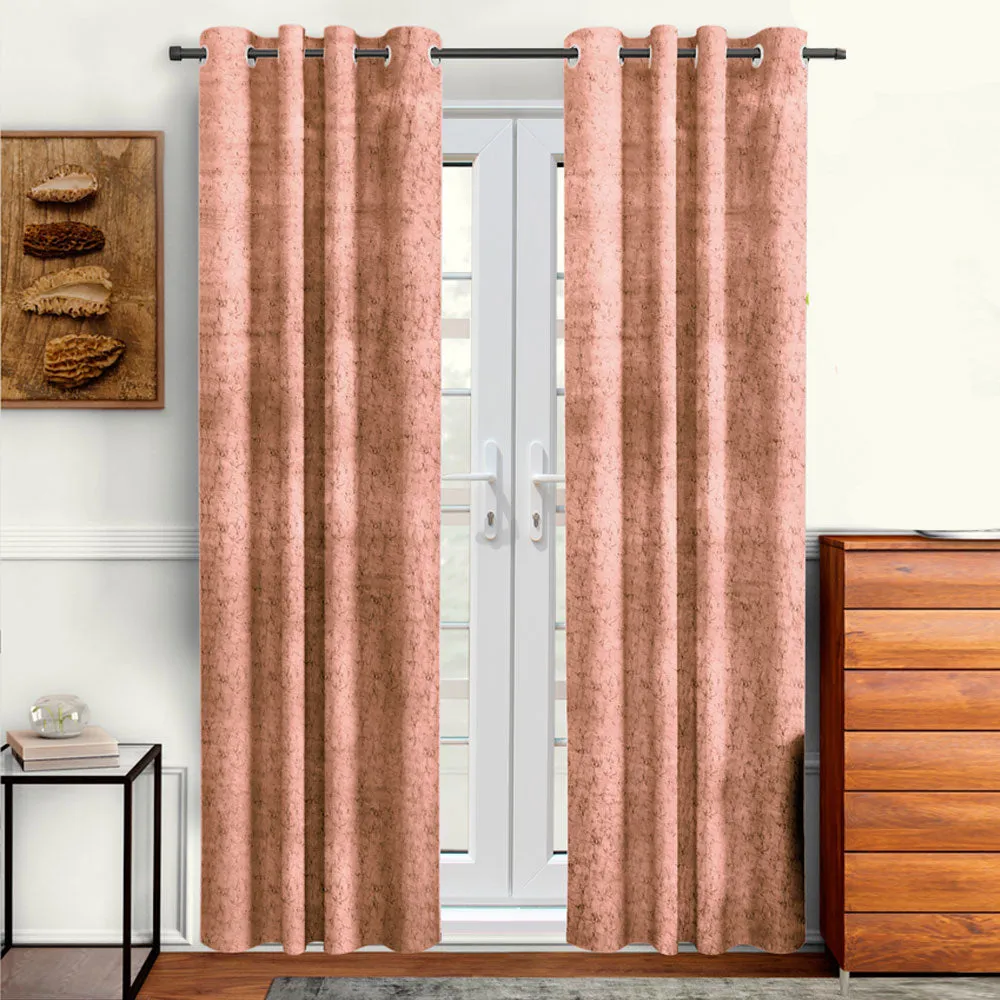 Cortina Luscious Light Grey Velvet Soft Eyelet Curtain-Set of 2 Window