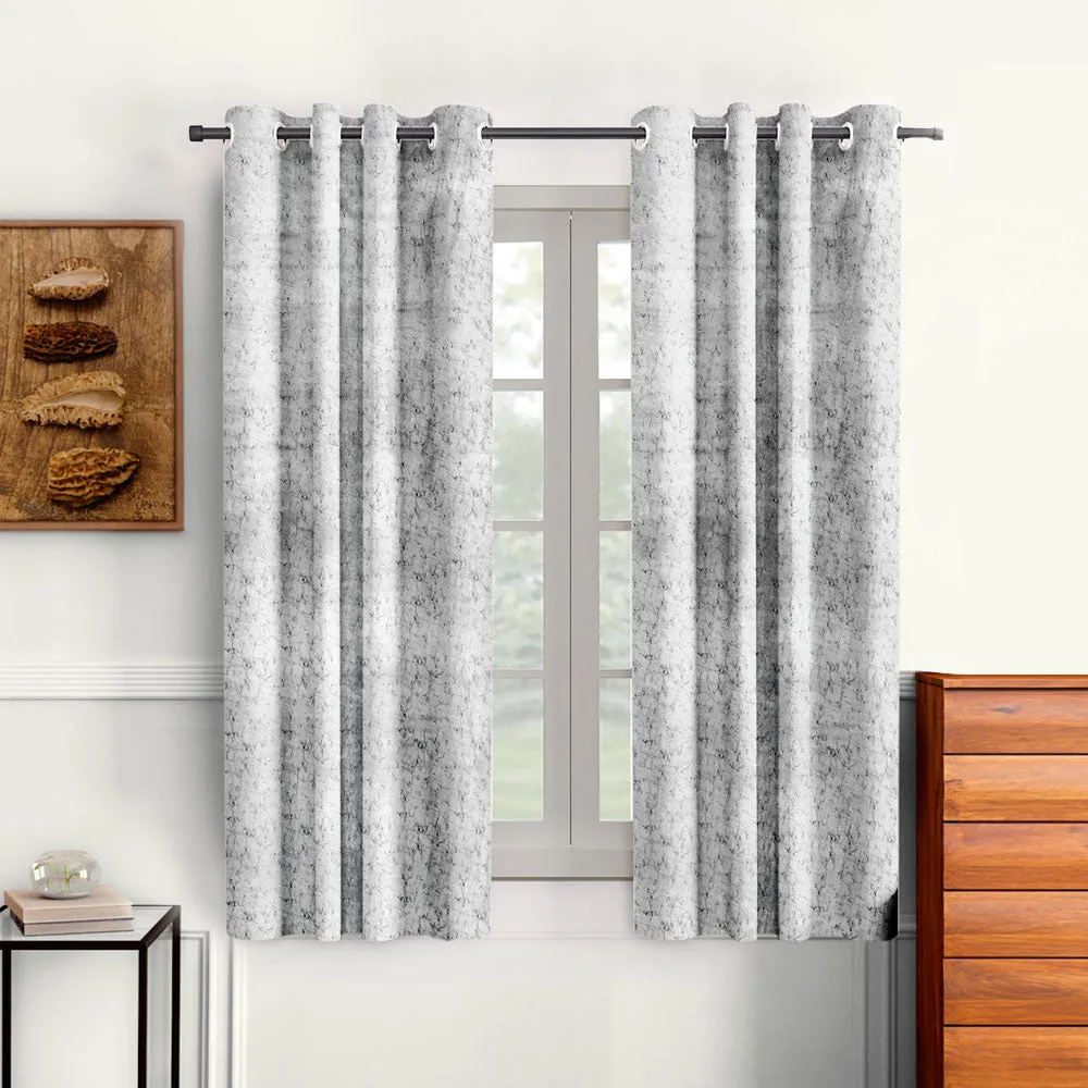 Cortina Luscious White Velvet Soft Eyelet Curtain-Set of 2 Window