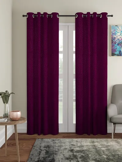 Cortina Magenta Designer Eyelet Door Curtain