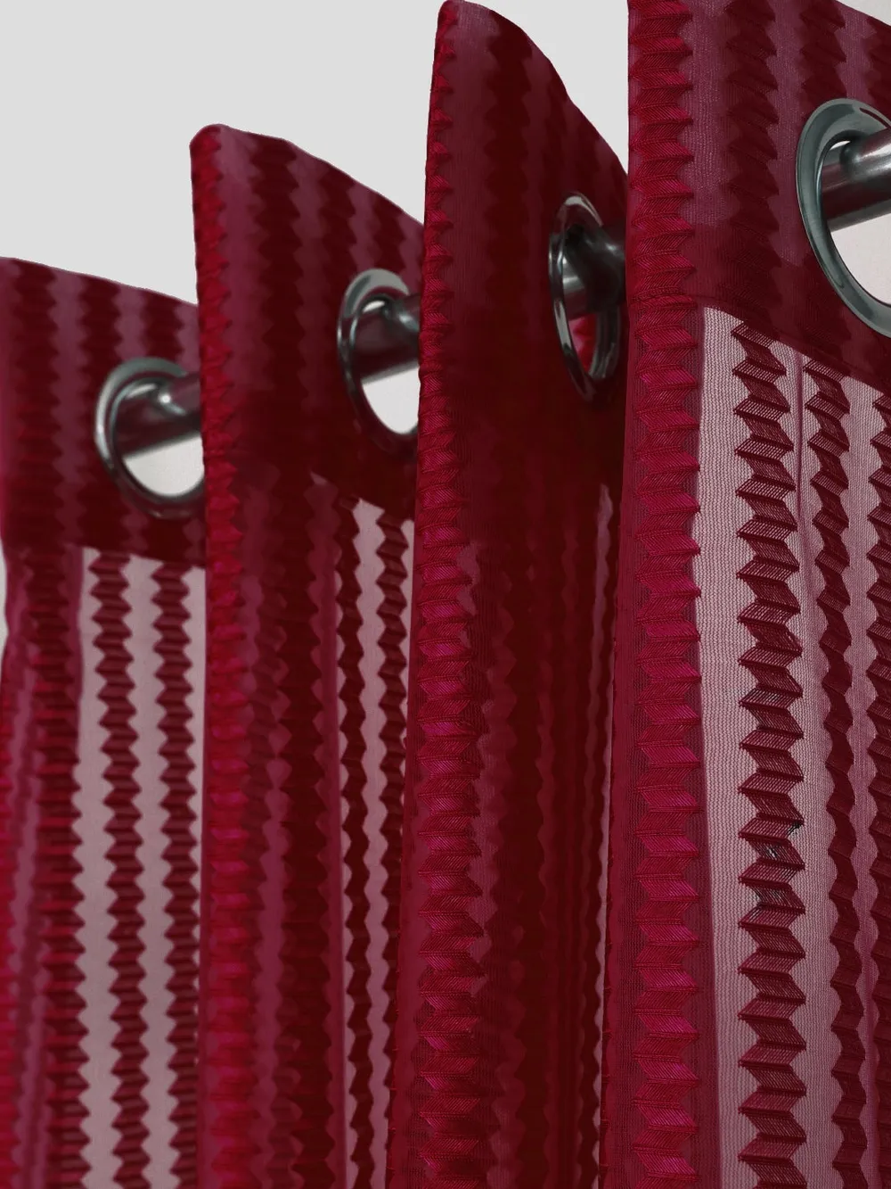 Cortina Maroon Intricate Designer Sheer Door Net Curtain Regular (Size: 7FT X 4FT)