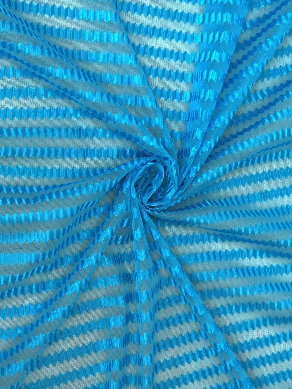 Cortina Ocean Blue Designer Sheer Door Net Curtain Regular (Size: 7FT X 4FT)