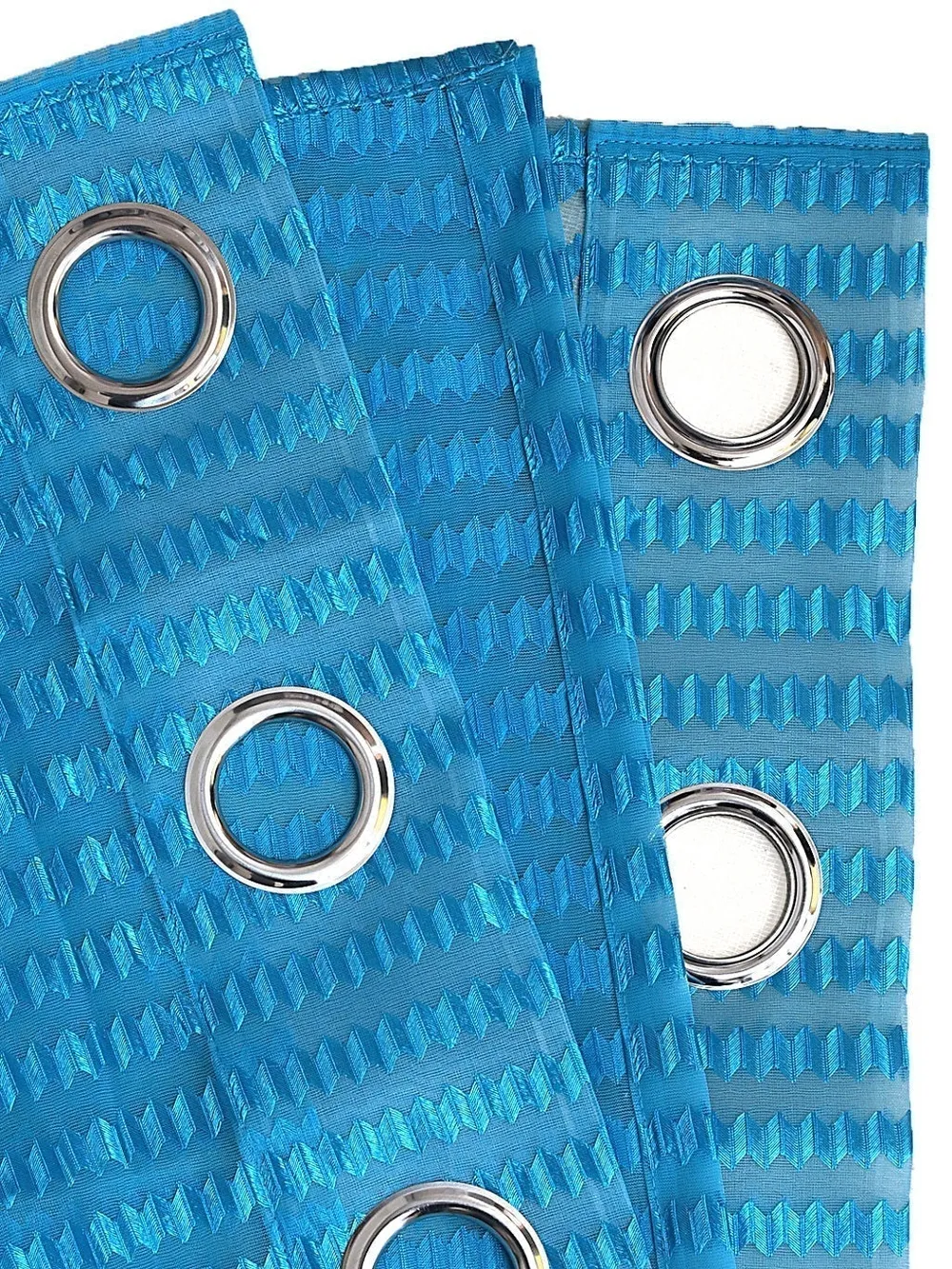 Cortina Ocean Blue Designer Sheer Window Net Curtain Pack Of 4