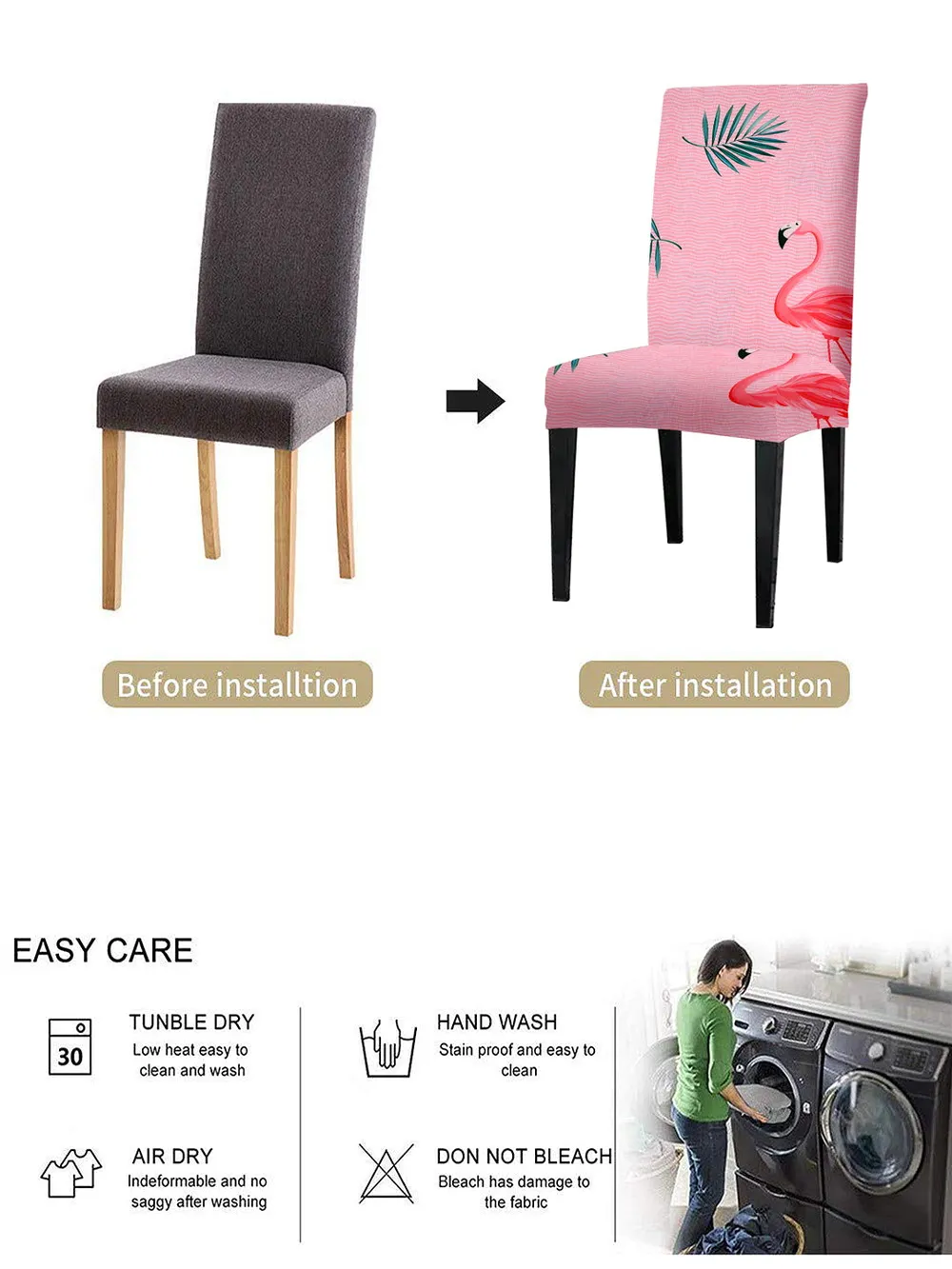 Cortina Pink Abstract Print Polyester Chair Cover (Set of 2, 4 & 6) Pack of 2
