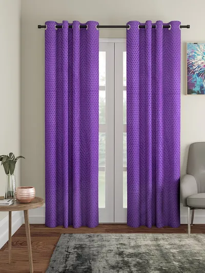 Cortina Purple Designer Eyelet Door Curtain