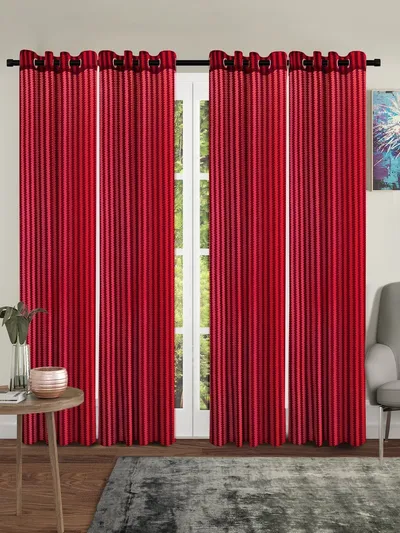 Cortina Rich Red Sheer Door Net Curtain