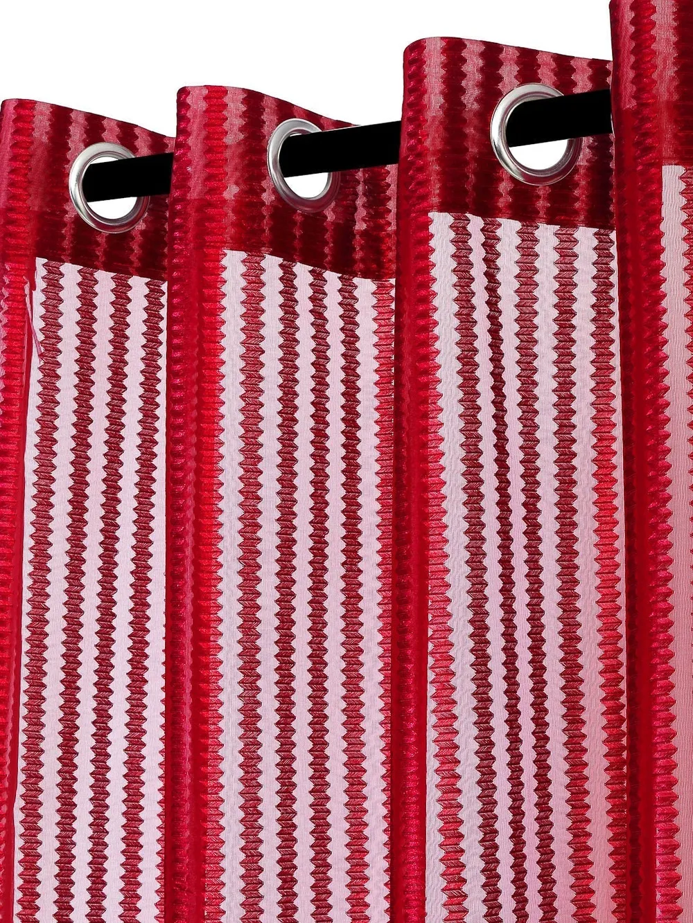 Cortina Rich Red Sheer Door Net Curtain Regular (Size: 7FT X 4FT)