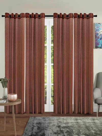 Cortina Shades Of Brown Designer Sheer Door Net Curtain