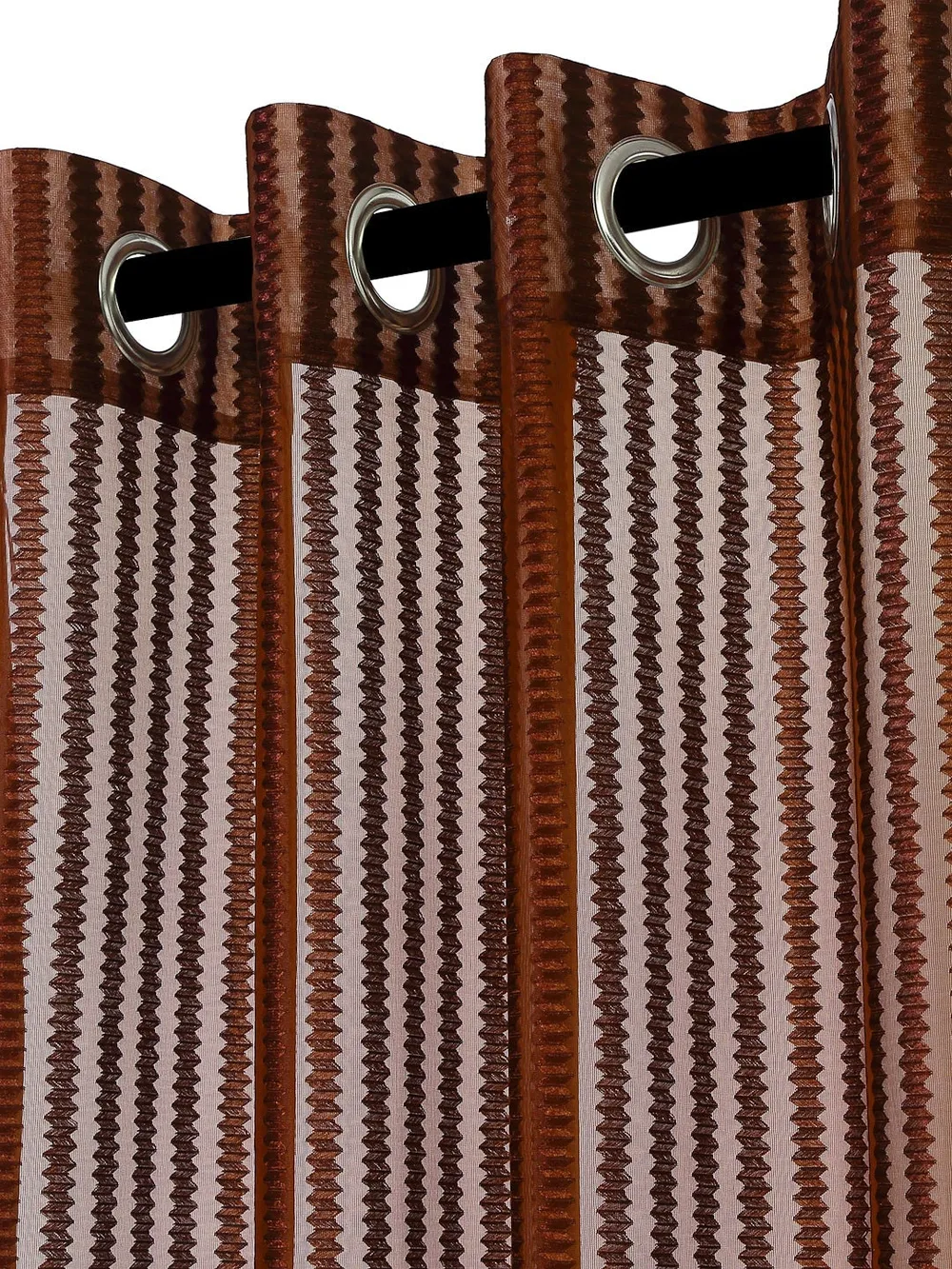 Cortina Shades Of Brown Designer Sheer Door Net Curtain Regular (Size: 7FT X 4FT)