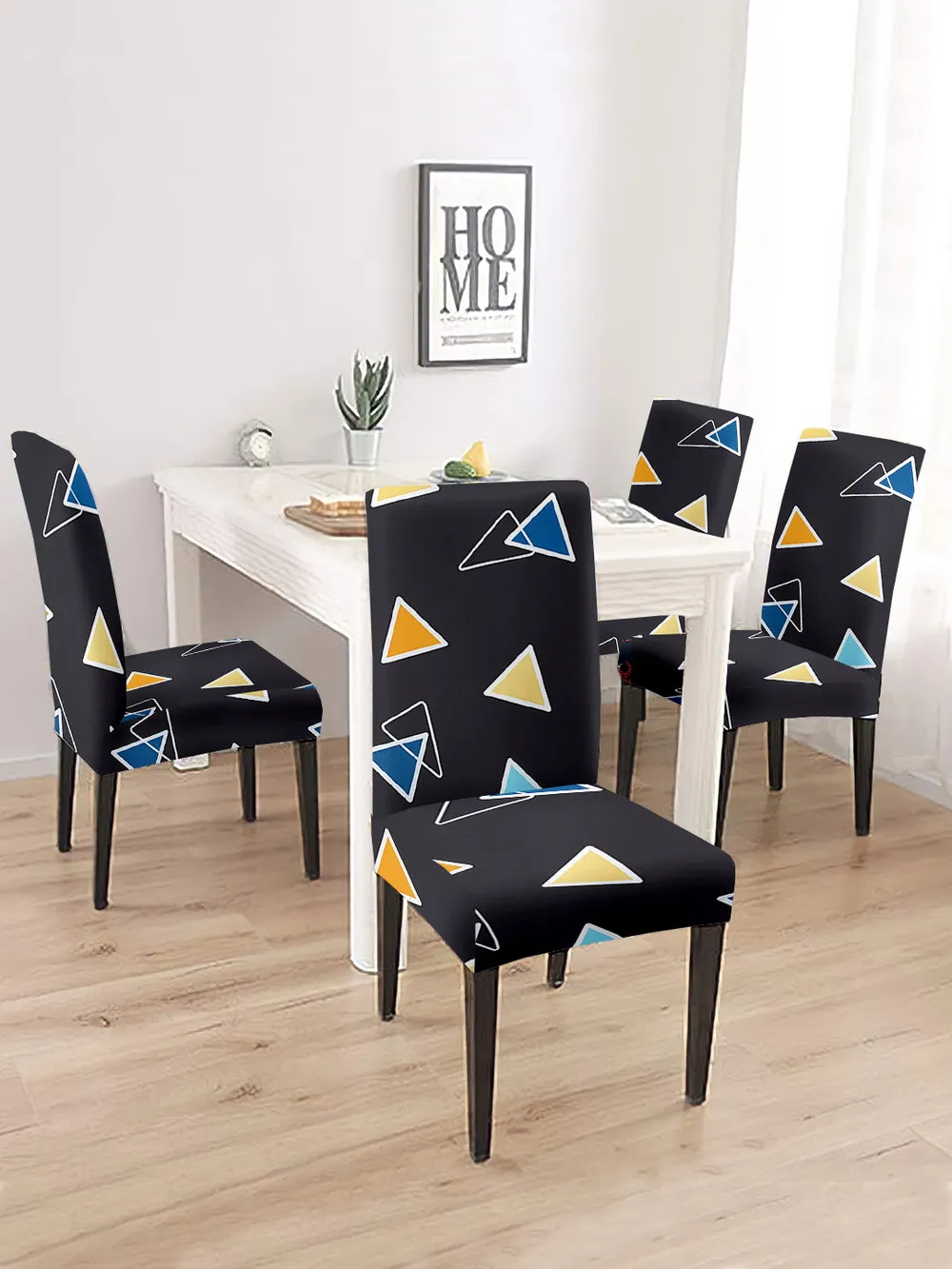 Cortina Spandex Stretchable Black Abstract Print Polyester Chair Cover (Set of 2, 4 & 6) Pack of 2