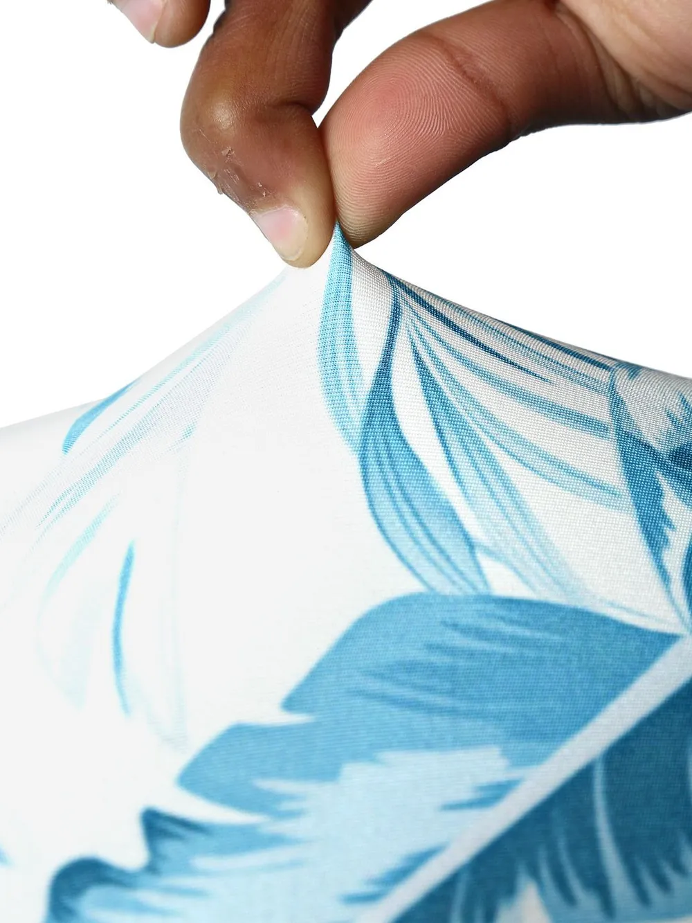 Cortina Spandex Stretchable Blue Leaf Printed Elastic Chair Cover Pack of 2