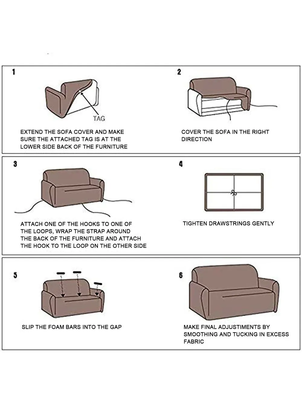 Cortina Spandex  Stretchable Brown Sofa Slipcover One Seater Sofa Slipcover