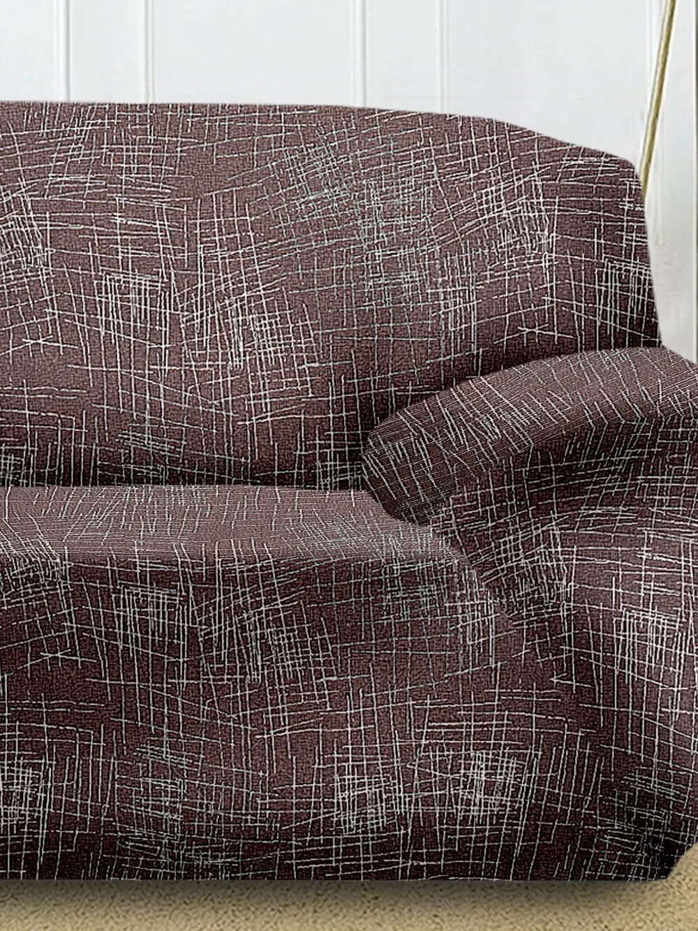 Cortina Spandex  Stretchable Brown Sofa Slipcover One Seater Sofa Slipcover