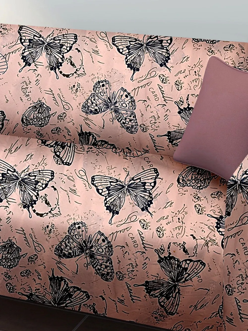 Cortina Spandex Stretchable Butterfly Print Beige Sofa Slipcover One Seater Sofa Slipcover