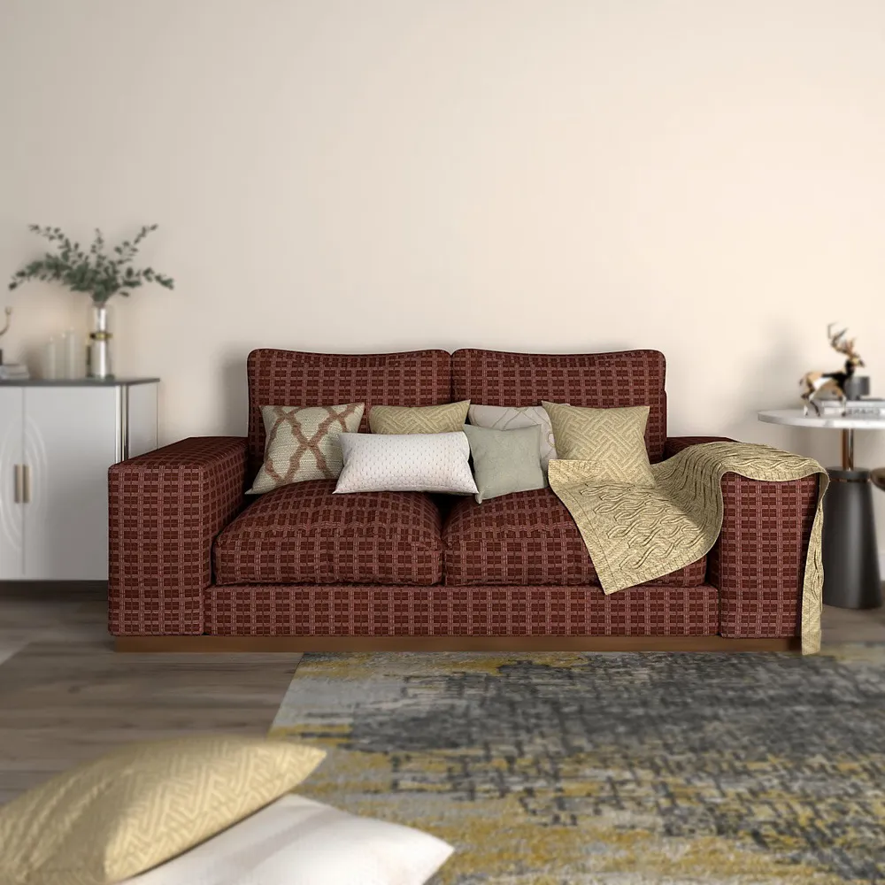 Cortina Spandex Stretchable Checkered Brown Sofa Slipcover One Seater Sofa Slipcover