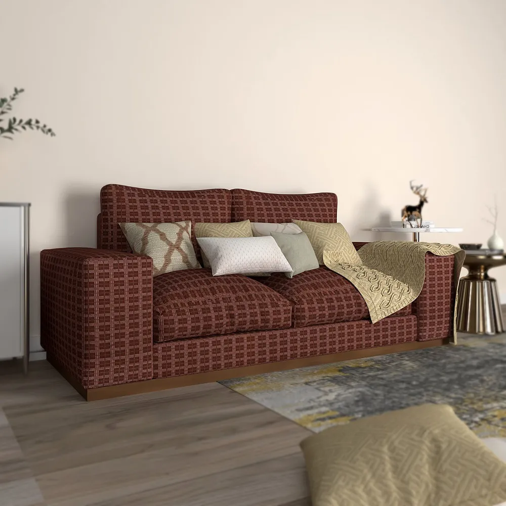 Cortina Spandex Stretchable Checkered Brown Sofa Slipcover One Seater Sofa Slipcover