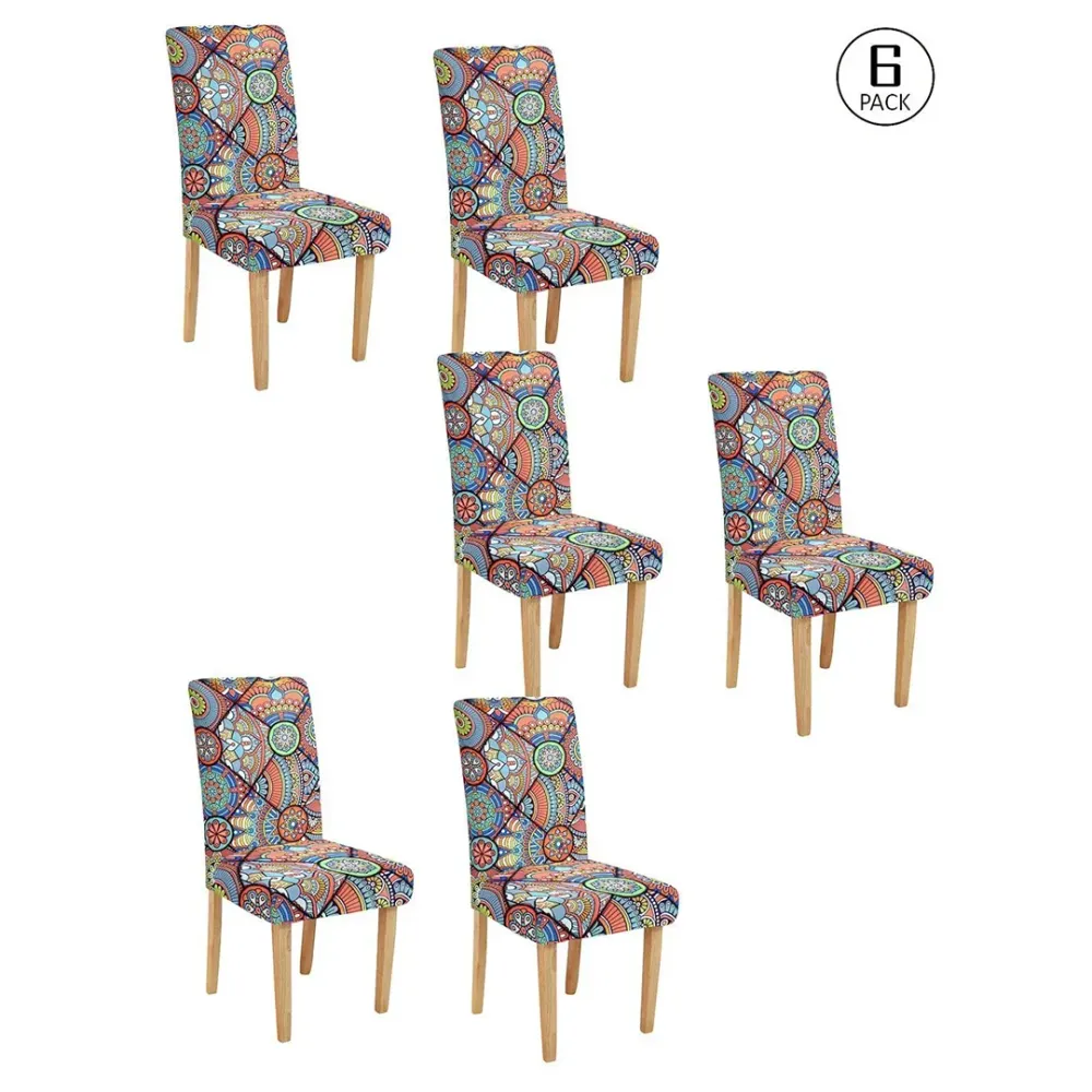 Cortina Spandex Stretchable Contemporary Print Elastic Multi-color Chair Cover Pack of 2