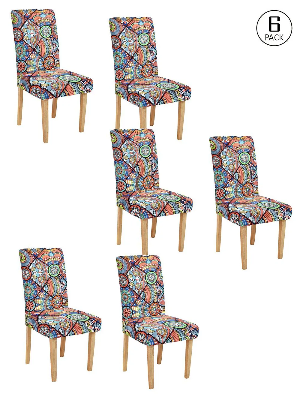 Cortina Spandex Stretchable Contemporary Print Elastic Multi-color Chair Cover Set of 2