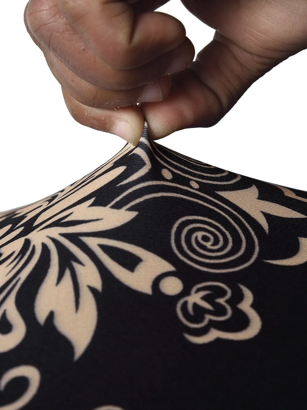 Cortina Spandex Stretchable Floral Printed Elastic Black Chair Cover Pack of 2