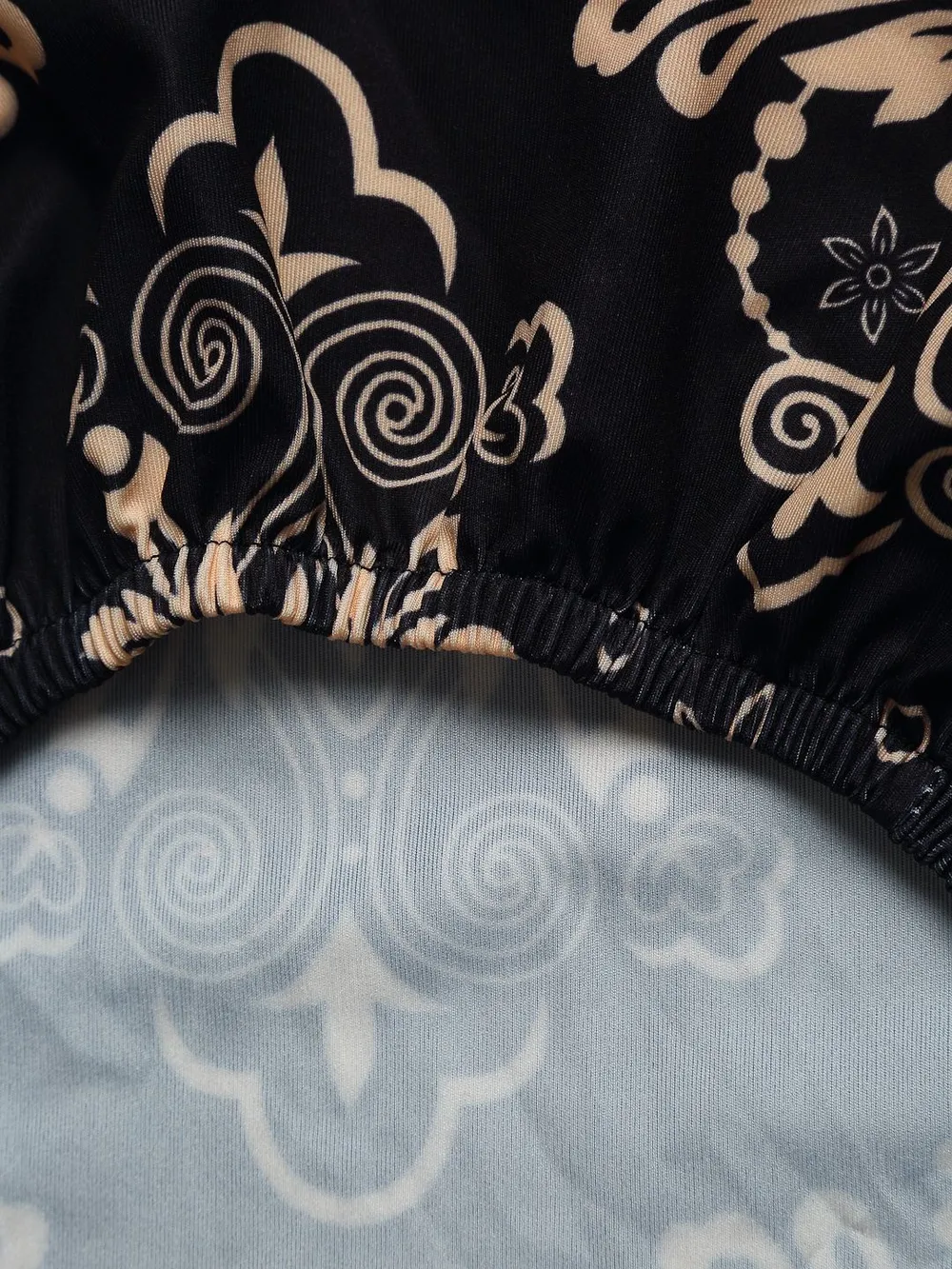 Cortina Spandex Stretchable Floral Printed Elastic Black Chair Cover Pack of 2