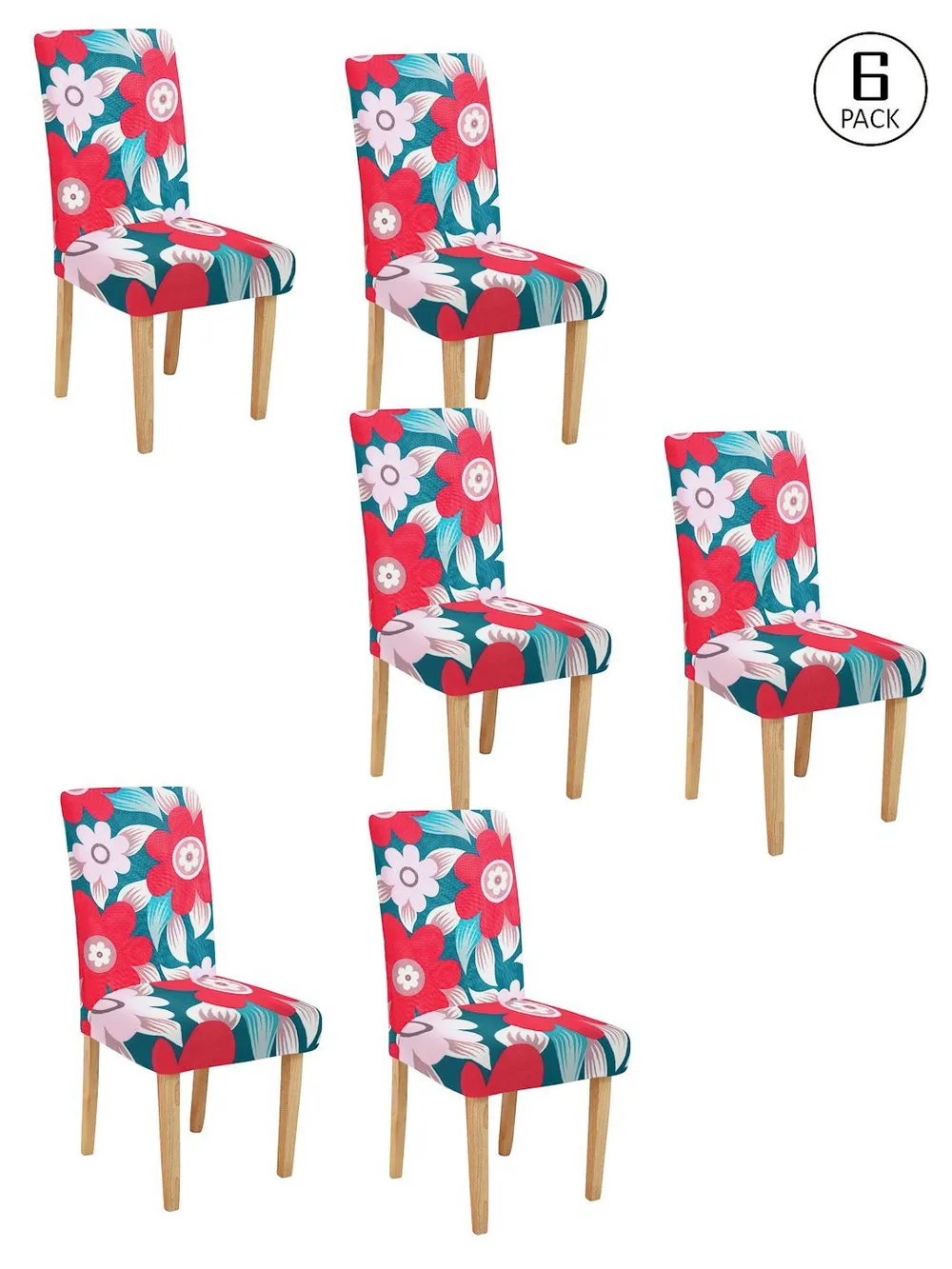 Cortina Spandex Stretchable Floral Printed Elastic Multi Color Chair Cover Pack of 2