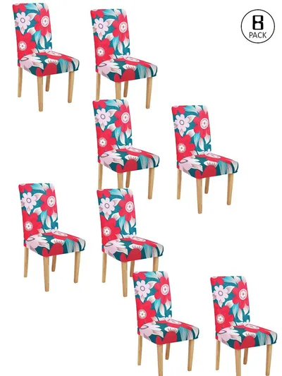 Cortina Spandex Stretchable Floral Printed Elastic Multi Color Chair Cover