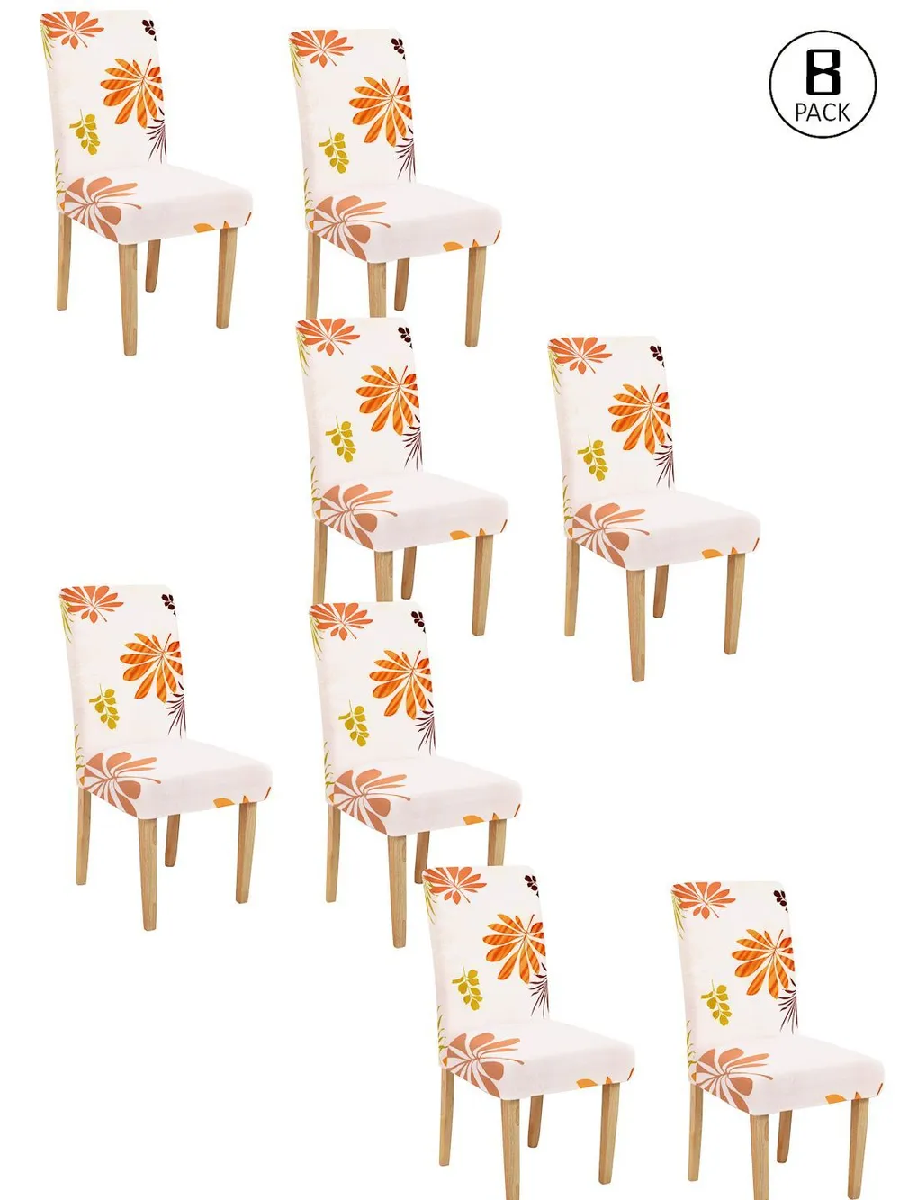 Cortina Spandex Stretchable Floral Printed Elastic White Chair Cover Pack of 2