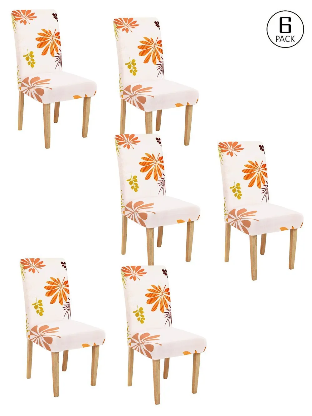 Cortina Spandex Stretchable Floral Printed Elastic White Chair Cover Pack of 2