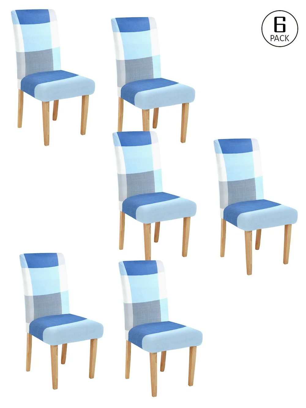 Cortina Spandex Stretchable Geometric Printed Elastic Blue Chair Cover Pack of 2