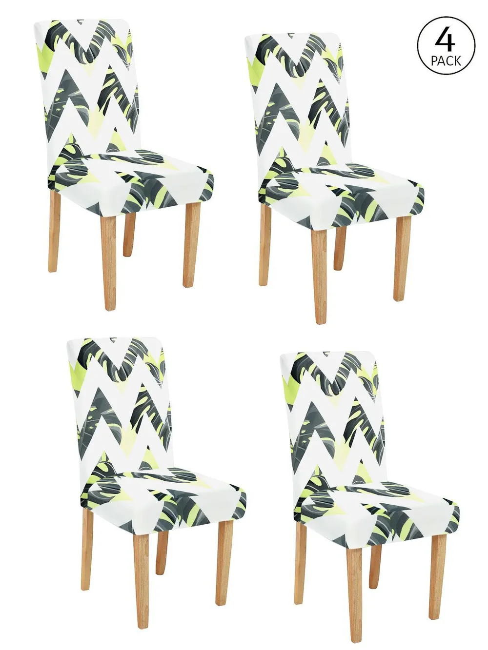 Cortina Spandex Stretchable Geometric Printed Elastic Green Chair Cover Pack of 2
