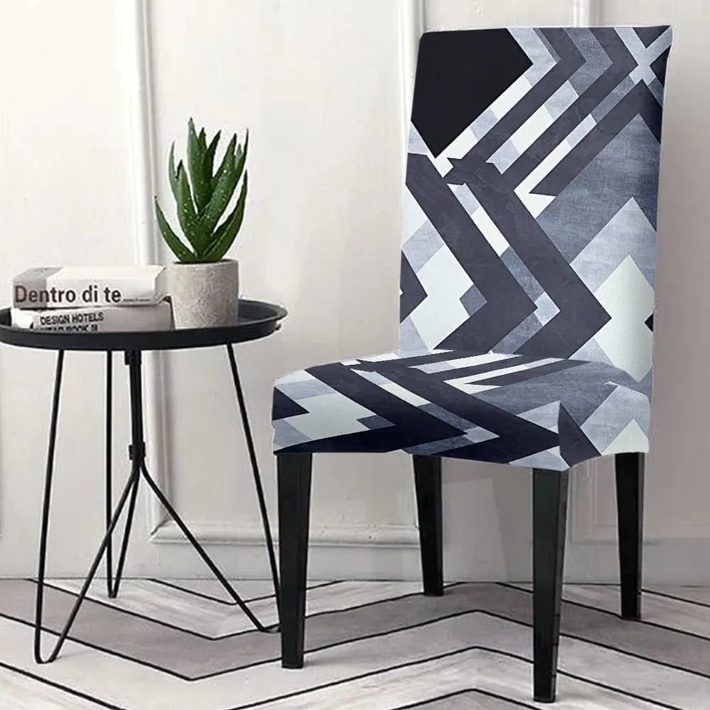 Cortina Spandex Stretchable Grey Damask Polyester Chair Cover (Set of 2, 4 & 6) Pack of 2