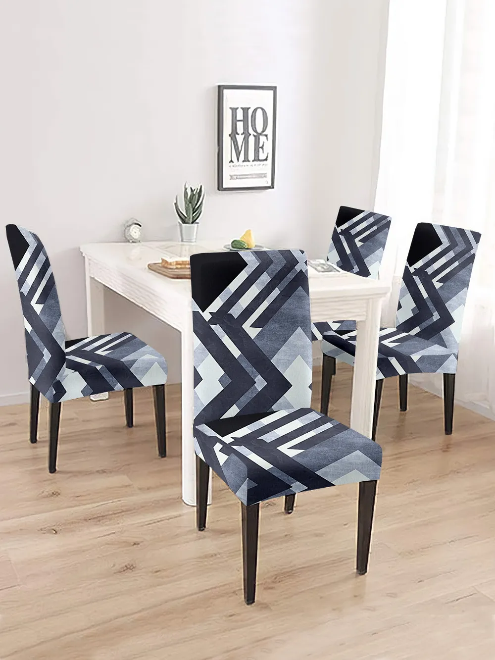 Cortina Spandex Stretchable Grey Damask Polyester Chair Cover (Set of 2, 4 & 6) Pack of 2