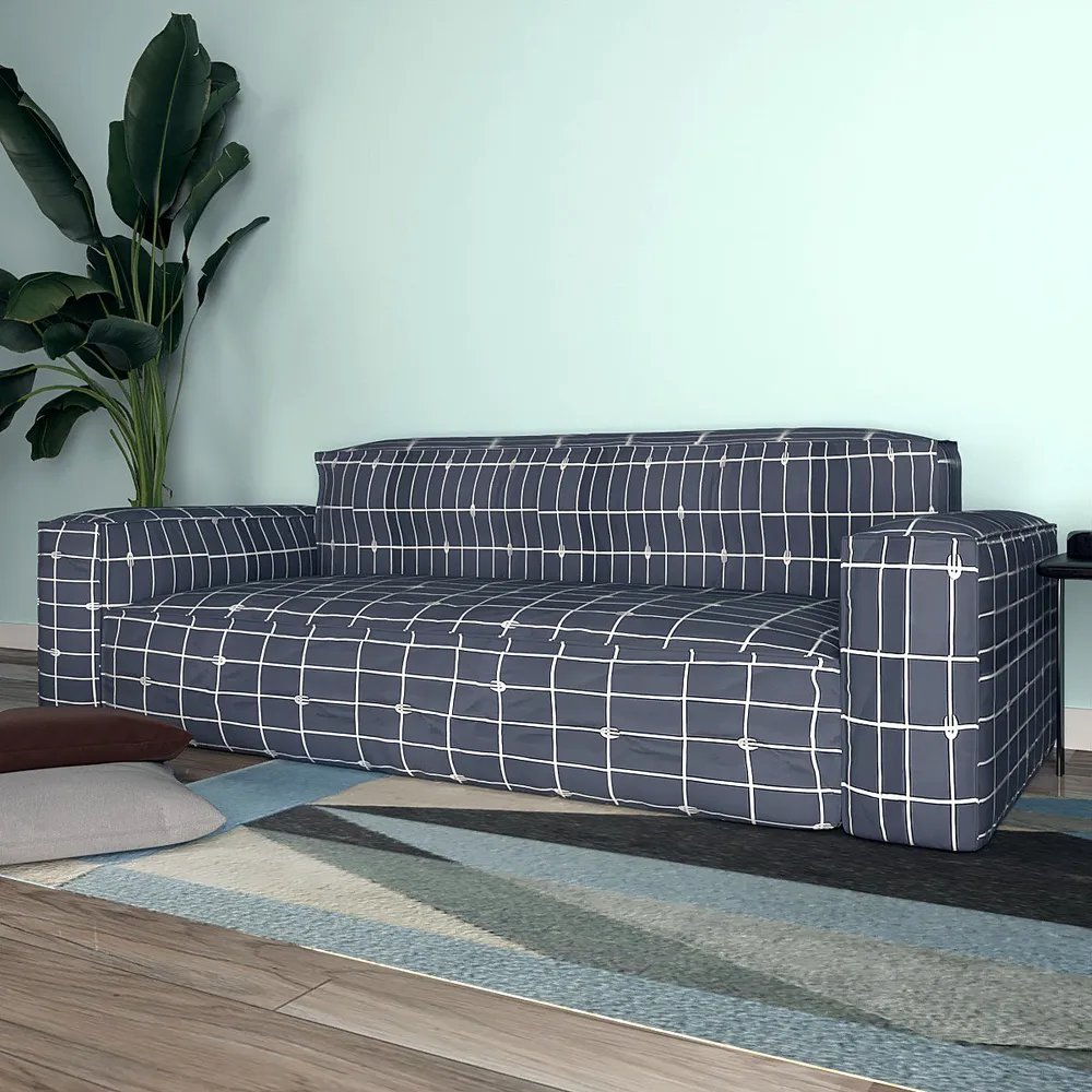Cortina Spandex Stretchable Grey & White checkered Sofa Slipcover One Seater Sofa Slipcover