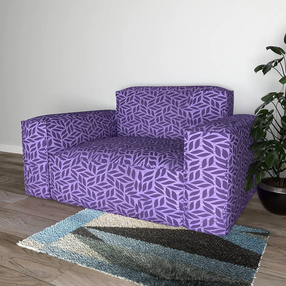 Cortina Spandex Stretchable Leaf Print Purple Sofa Slipcover One Seater Sofa Slipcover
