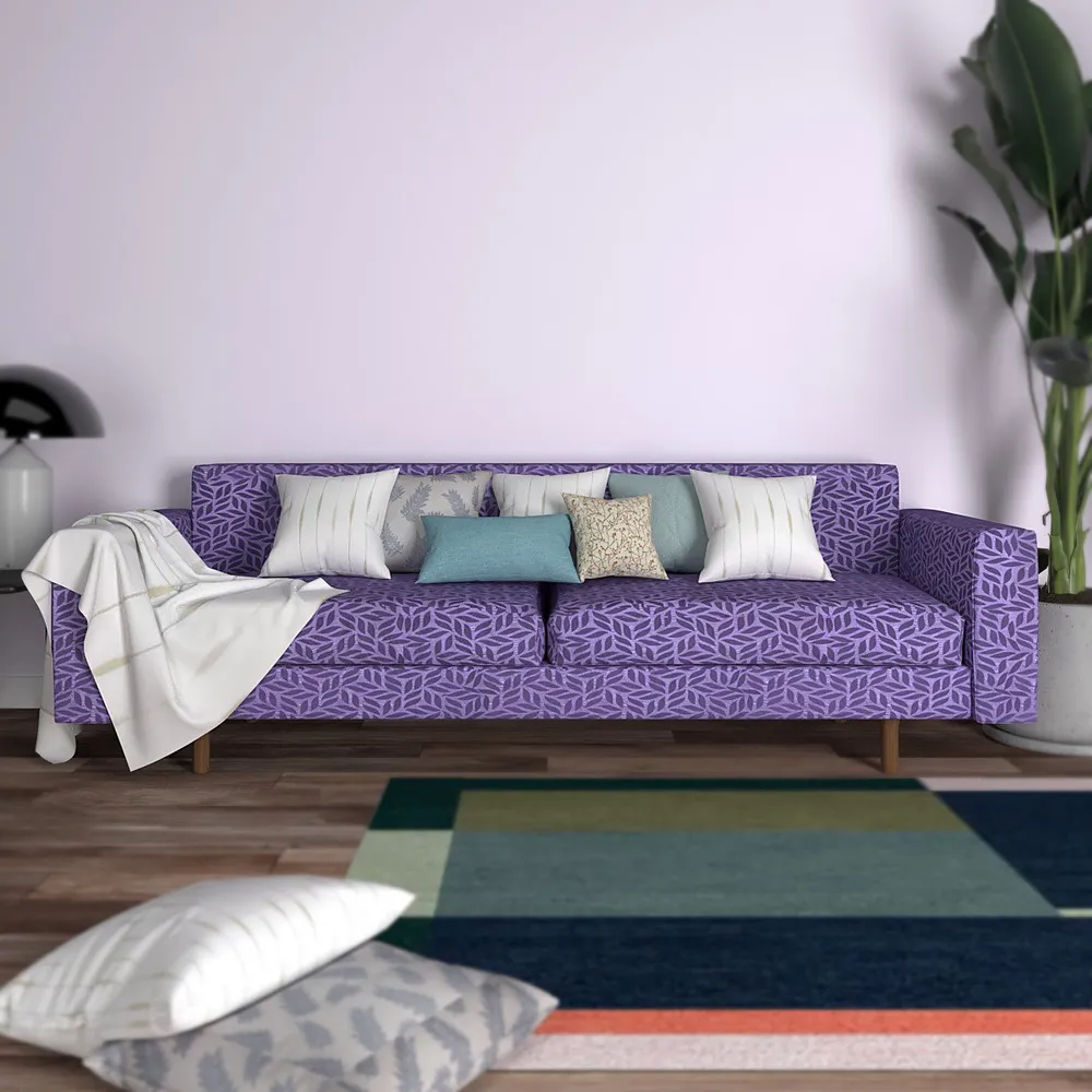 Cortina Spandex Stretchable Leaf Print Purple Sofa Slipcover One Seater Sofa Slipcover