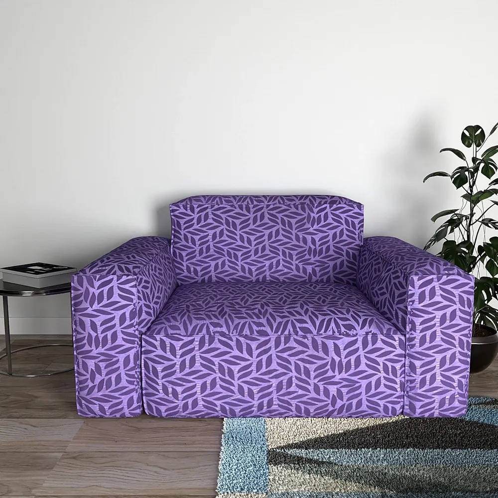 Cortina Spandex Stretchable Leaf Print Purple Sofa Slipcover One Seater Sofa Slipcover