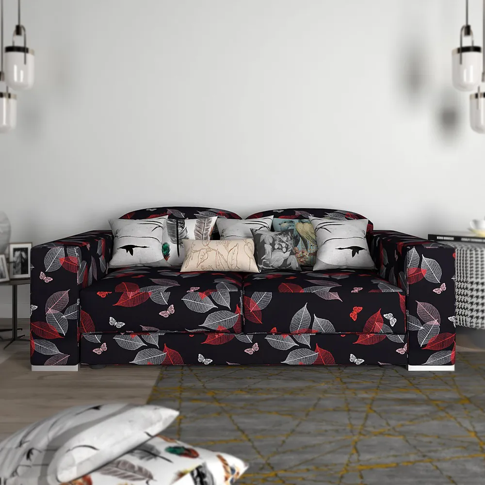 Cortina Spandex Stretchable Leaf Print Sofa Slip cover One Seater Sofa Slipcover