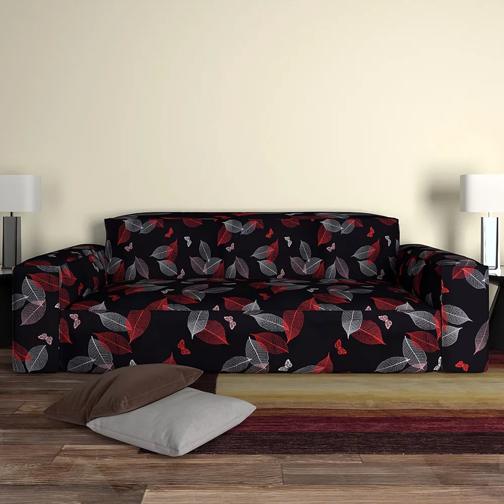 Cortina Spandex Stretchable Leaf Print Sofa Slip cover One Seater Sofa Slipcover