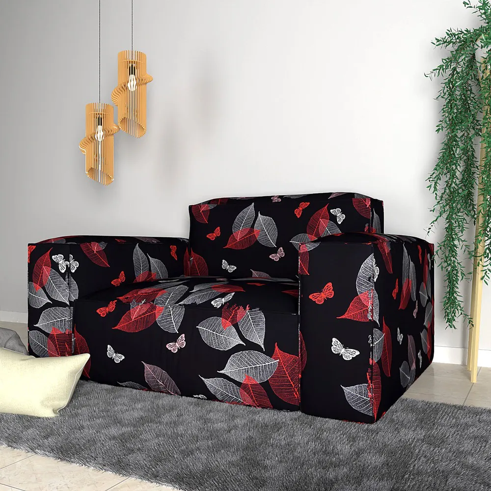 Cortina Spandex Stretchable Leaf Print Sofa Slip cover One Seater Sofa Slipcover