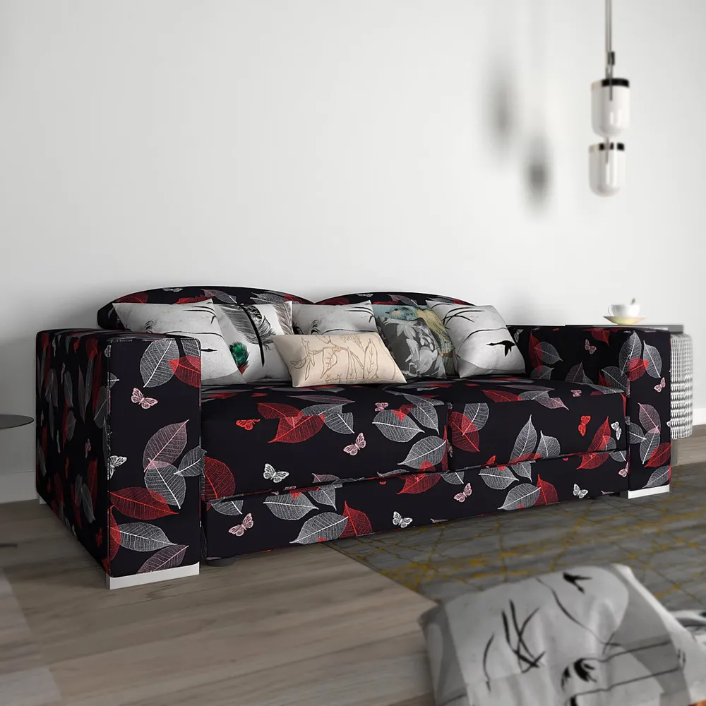 Cortina Spandex Stretchable Leaf Print Sofa Slip cover One Seater Sofa Slipcover