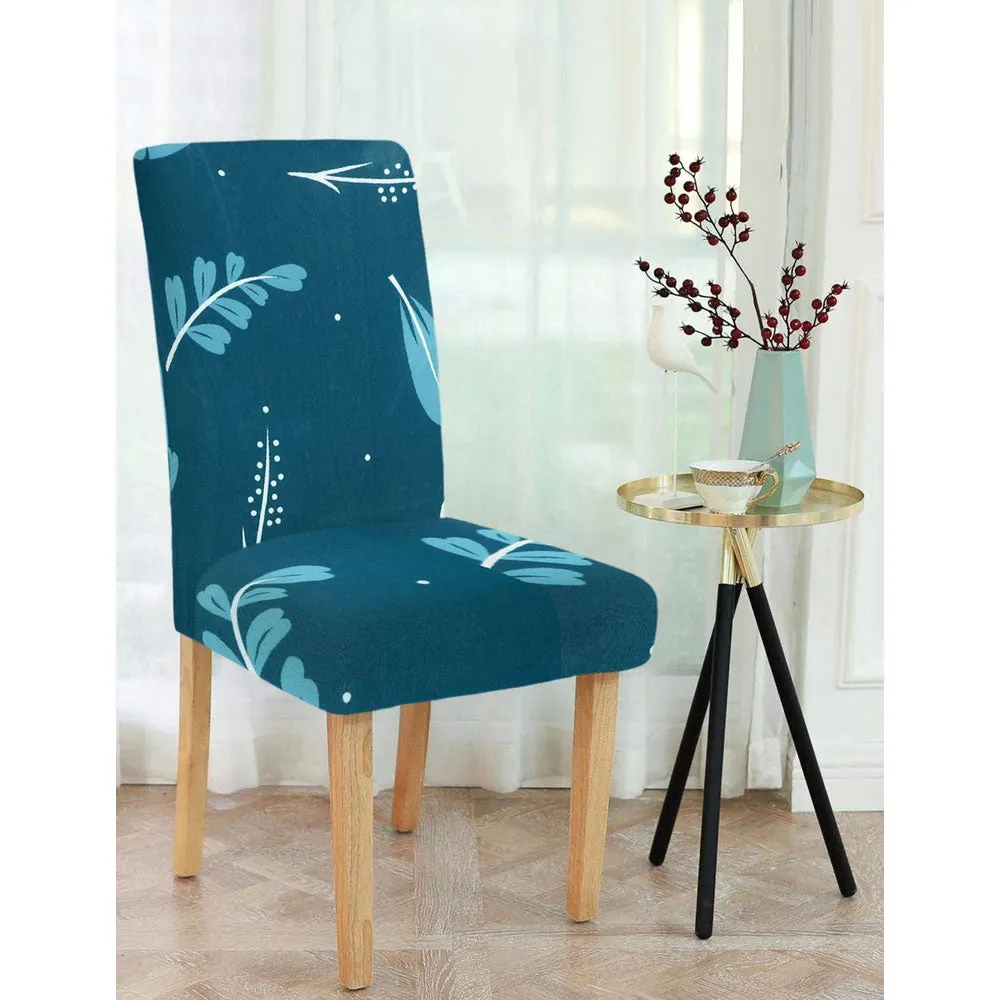 Cortina Spandex Stretchable Leaf Printed Elastic Green Chair Cover Pack of 2
