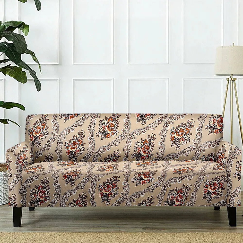 Cortina Spandex Stretchable Multicolor floral Motif One Seater Sofa Slipcover One Seater Sofa Slipcover