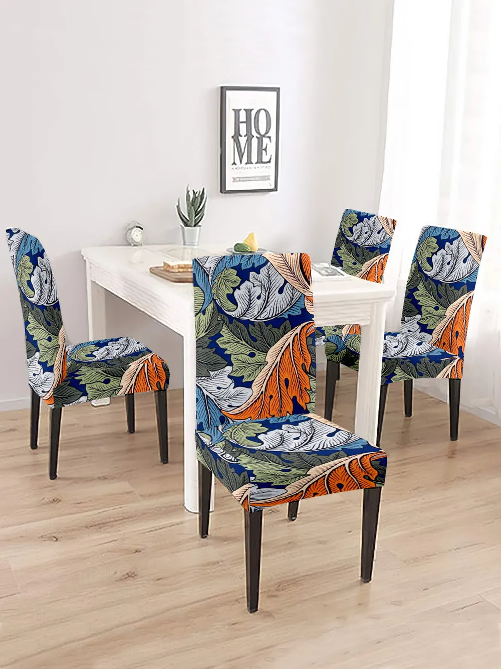 Cortina Spandex Stretchable Multicolor Floral Print Polyester Chair Cover (Set of 2, 4 & 6) Pack of 2