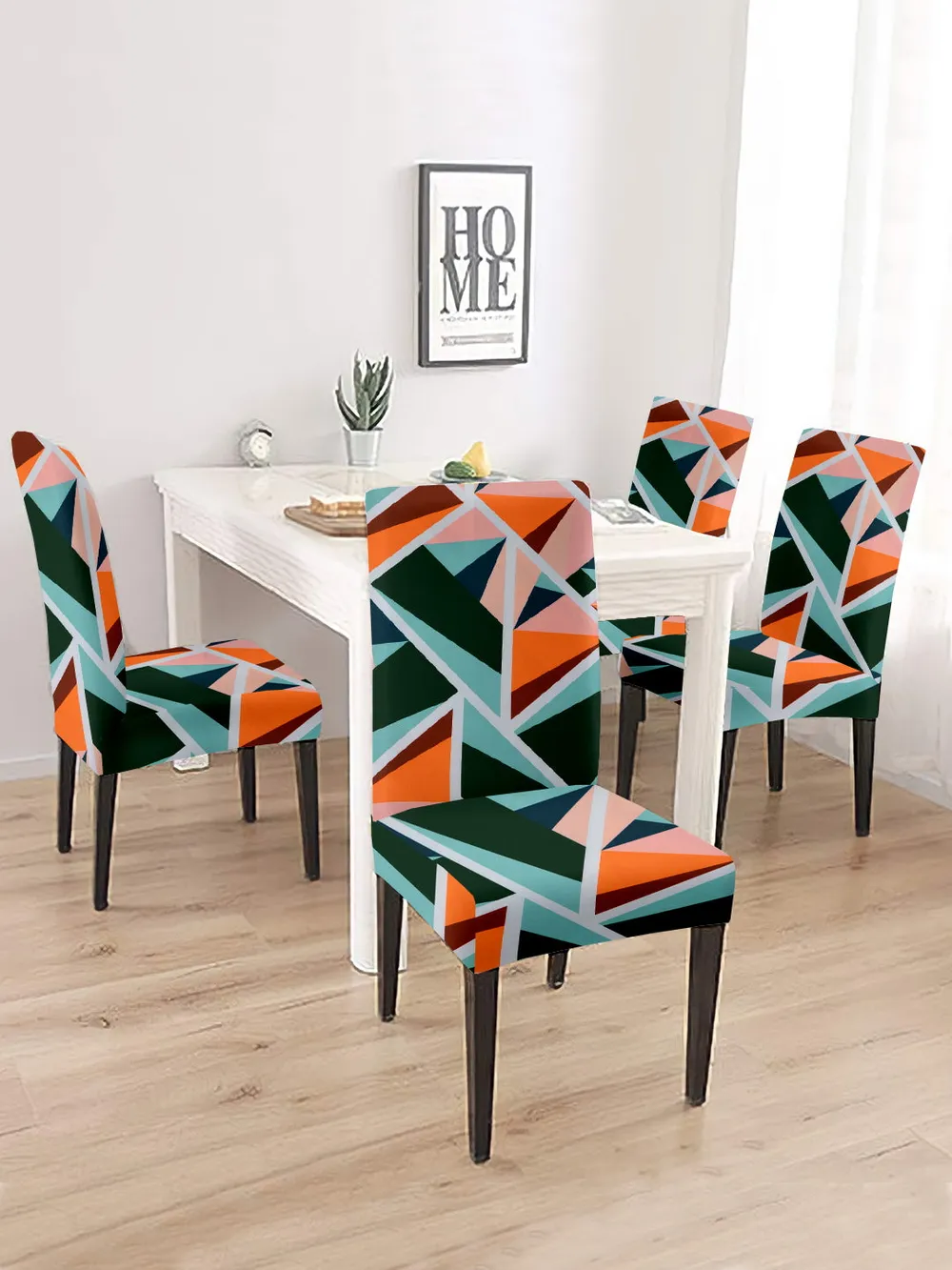 Cortina Spandex Stretchable Multicolor Printed Polyester Chair Cover (Set of 2, 4 & 6) Pack of 2