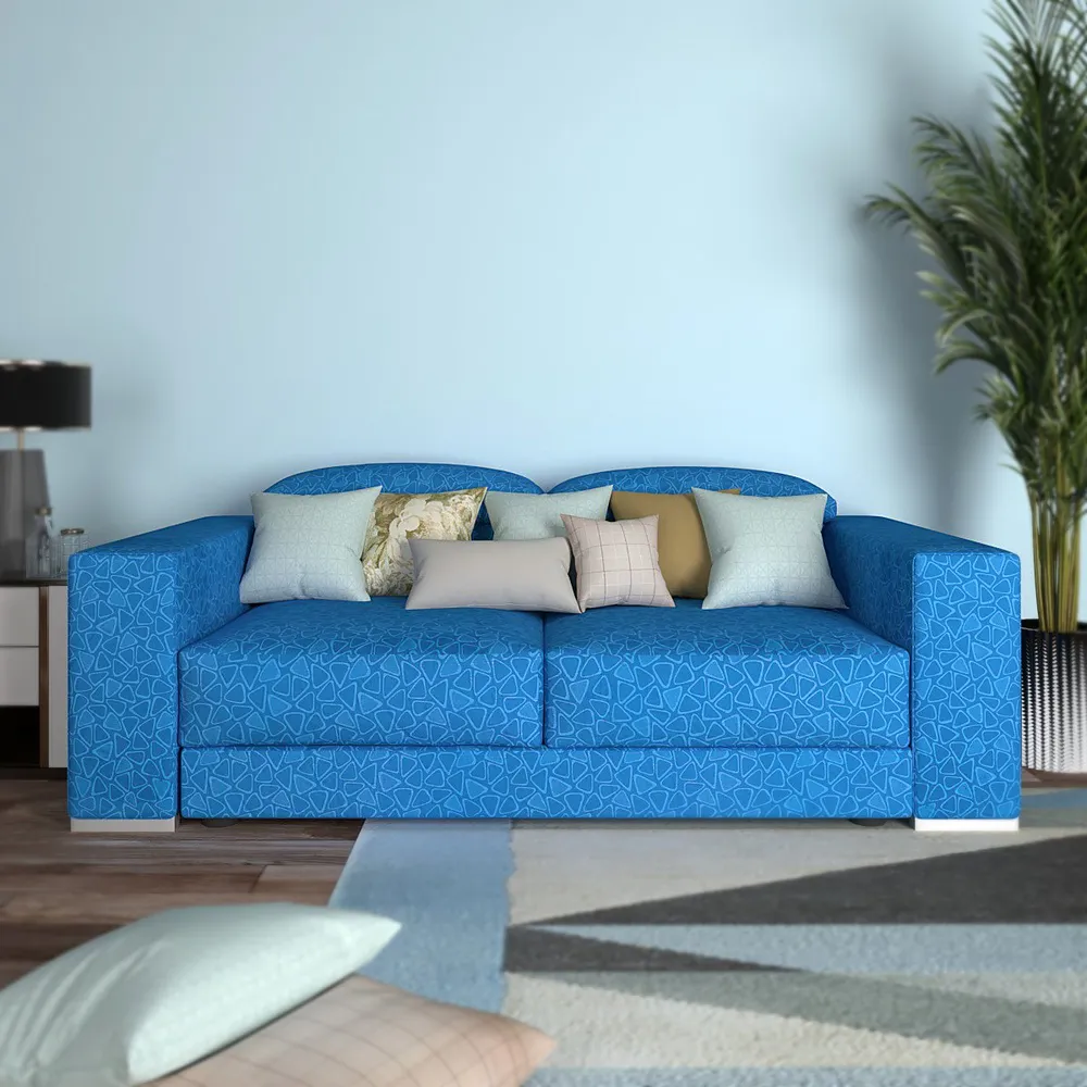 Cortina Spandex Stretchable Printed Blue Sofa Slip cover One Seater Sofa Slipcover