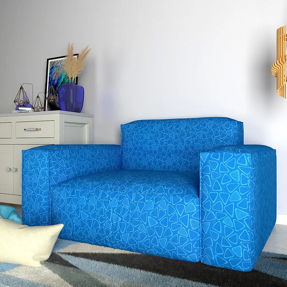 Cortina Spandex Stretchable Printed Blue Sofa Slip cover One Seater Sofa Slipcover