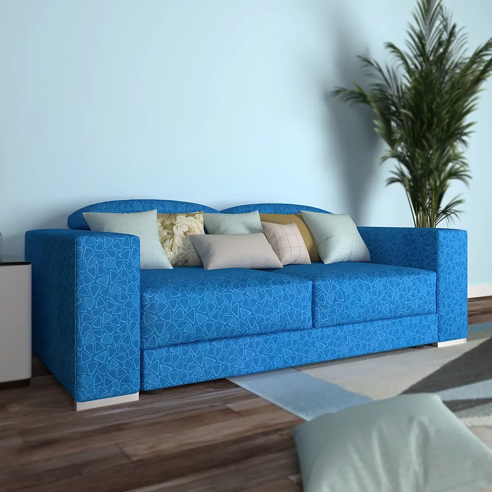 Cortina Spandex Stretchable Printed Blue Sofa Slip cover One Seater Sofa Slipcover
